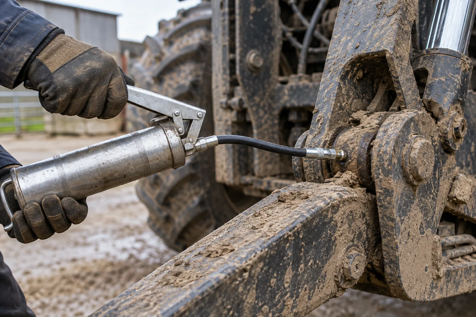 Graissage à la pompe d’une articulation d’engin agricole avec une graisse haute performance