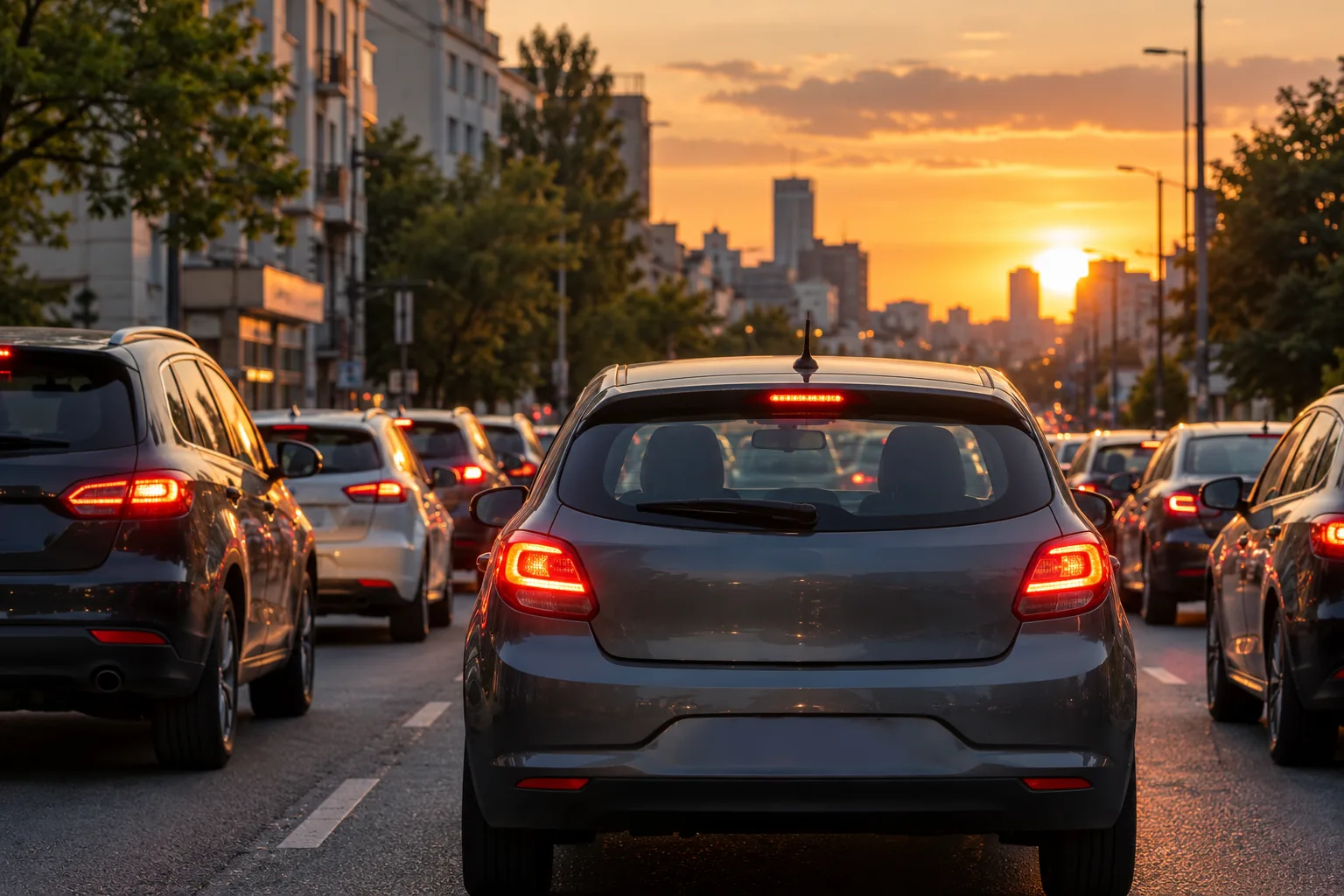 Embouteillage urbain en fin de journée, trajets courts qui encrassent le moteur